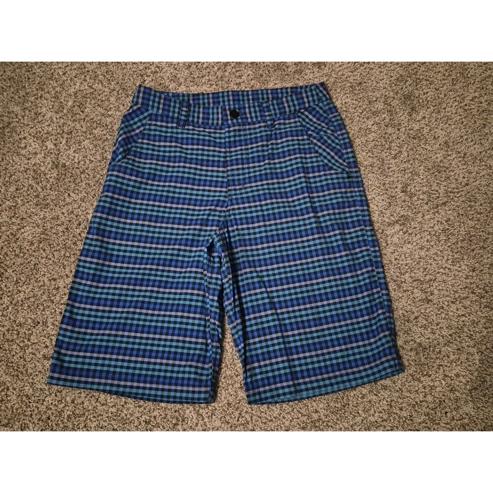 Lululemon Shorts Kahuna Shorts Mens 30 Blue Plaid Pockets Zip Flat Front Golf